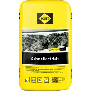 Gelber Sack Sakret Schnellestrich 10kg, schnell erhärtender Trockenmörtel für Zementestrich.