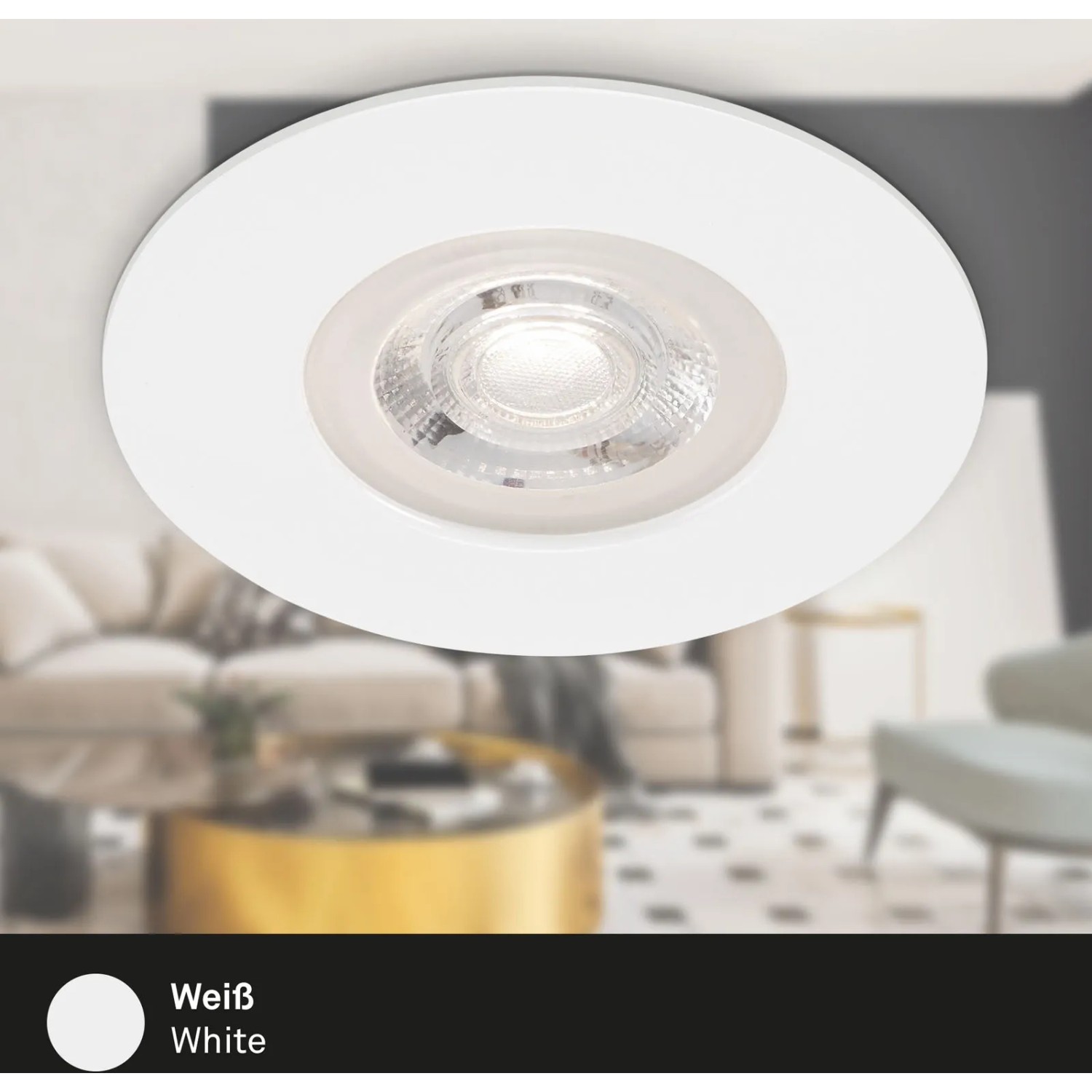 Weißer, dimmbarer Brilo LED-Einbaustrahler Kulana, 4er-Set, für den Innenbereich.