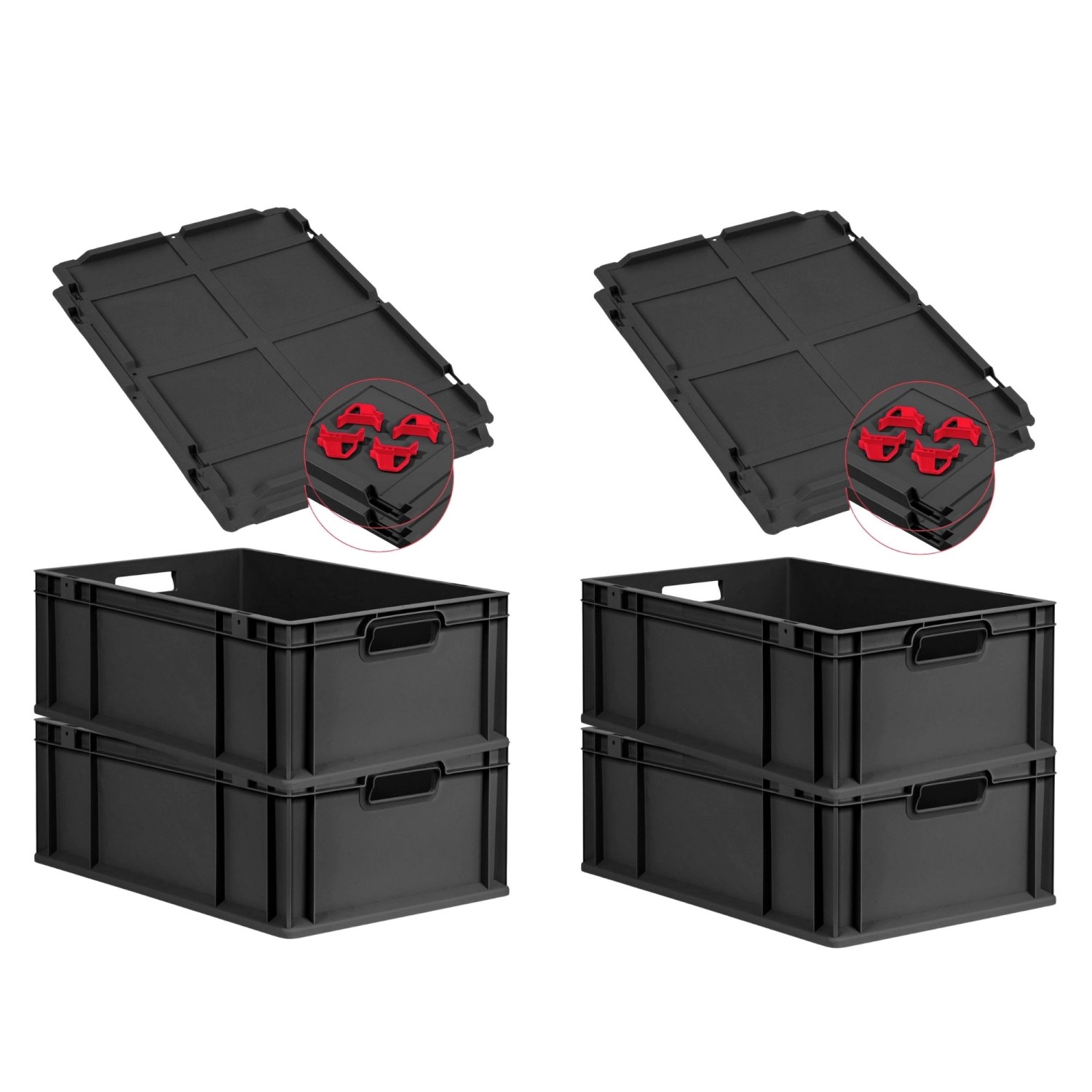 PROREGAL SuperSparSet 4x Eurobox Nextgen Grip Mit Auflagedeckel Und Roten V günstig online kaufen