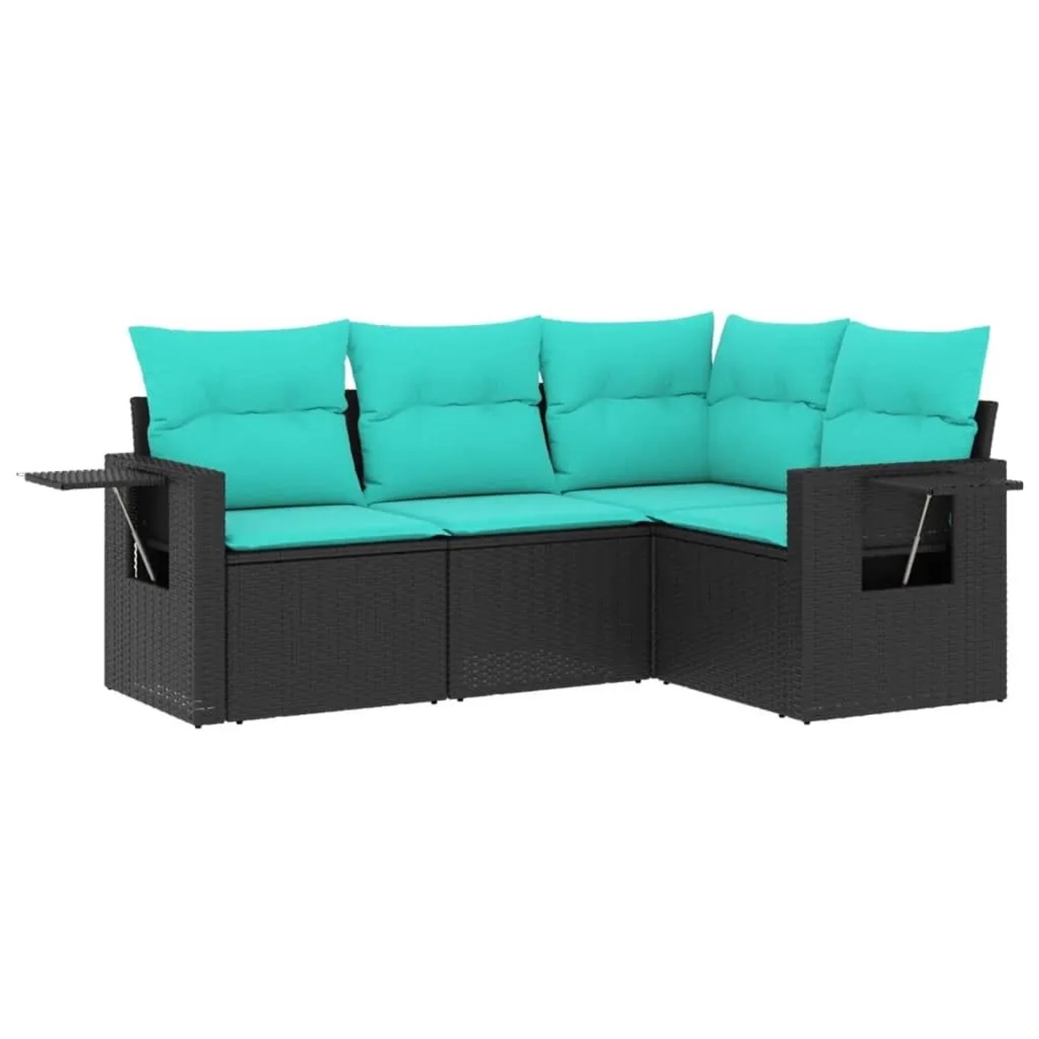 vidaXL 4-Tlg Gartensofa-Set mit Kissen Schwarz Polyrattan 3220106 günstig online kaufen