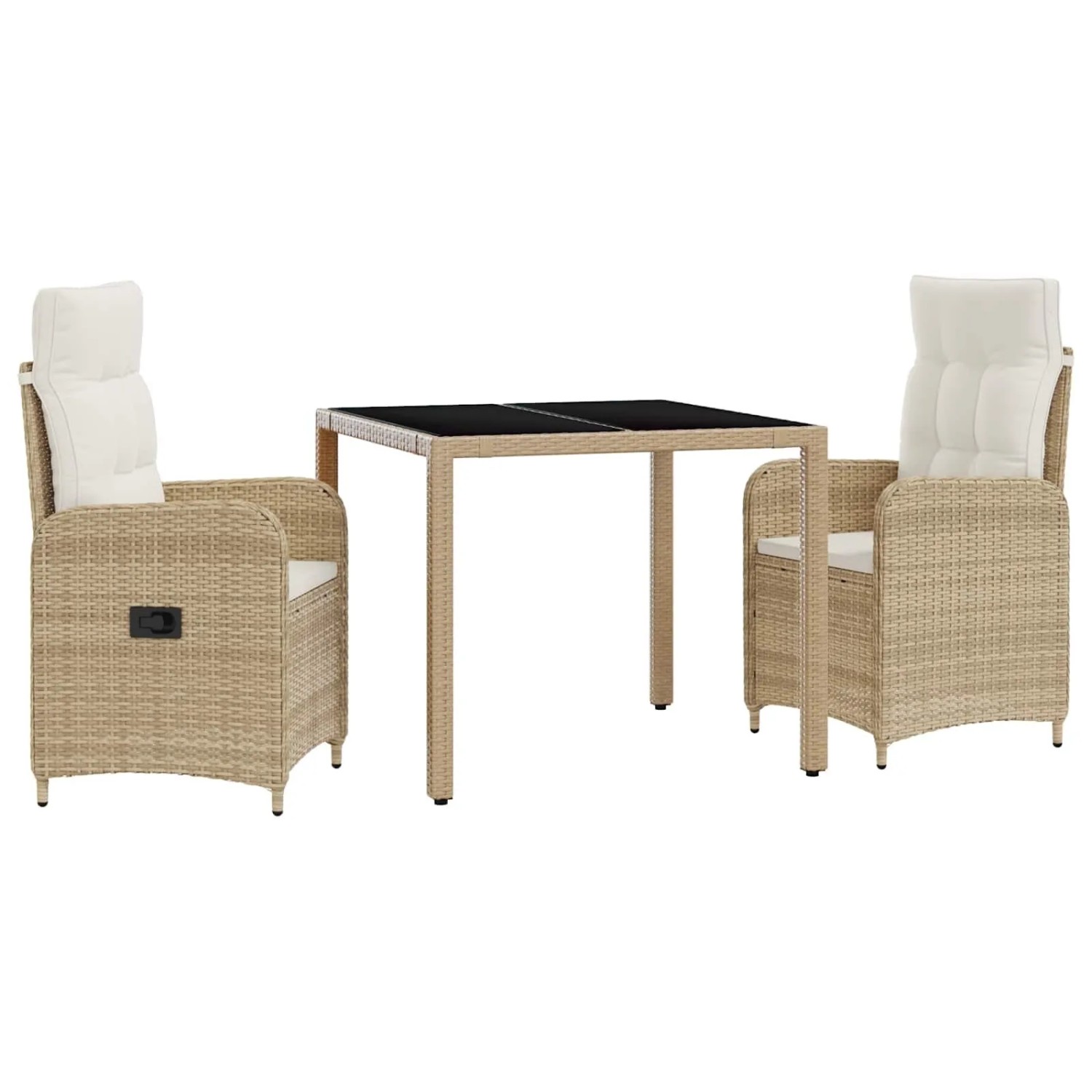 vidaXL Outdoortisch-Set 3 Stk Beige und Cremeweiß 90 x 90 x 75 cm 3422336
