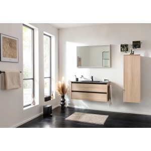 Fackelmann Vita Gusswaschtisch, 101 cm, matt schwarz, im modernen Badezimmer.