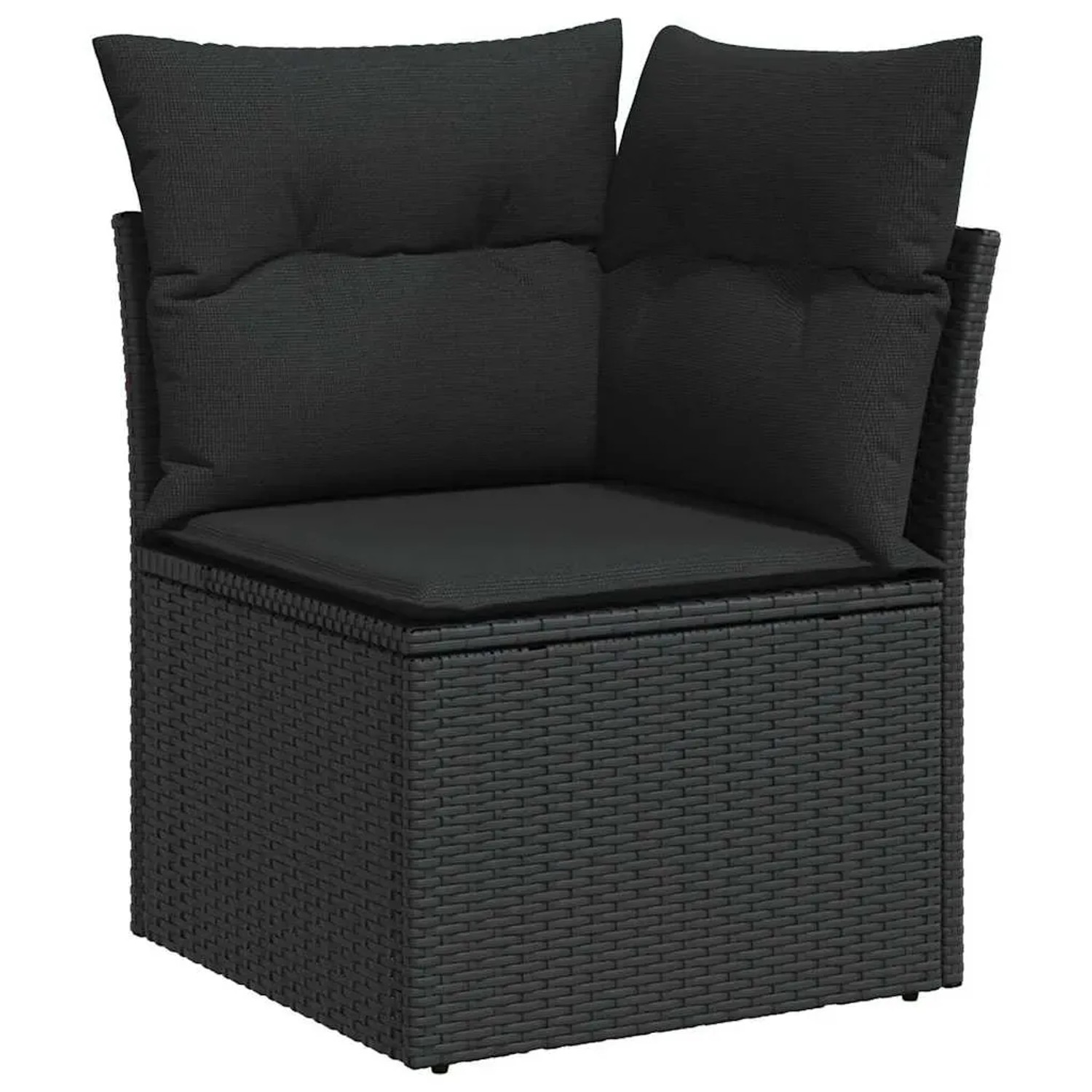 vidaXL Gartenmöbel: Schwarzes Poly Rattan Sofa-Set, 7-teilig, mit Kissen.