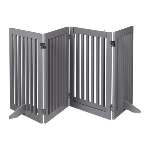 Relaxdays Treppenschutzgitter MDF Grau mit Tür Klappbar 70 cm x 207 cm x 30 cm