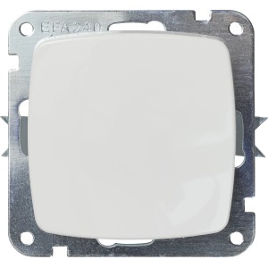 OBI Aus-/Wechselschalter Medea Polarweiß mit Rahmen, Detailansicht.