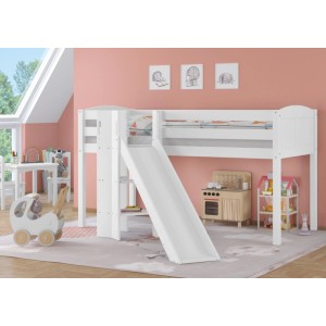 Erst-Holz Schönes Spielbett für Kinder mit Rutsche 90 x 200 cm Kiefer Weiß Modell 21 ohne Zubehör