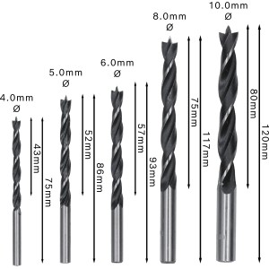 Bosch Holzspiralbohrer-Set RobustLine, 5-teilig, verschiedene Größen mit Zentrierspitze.