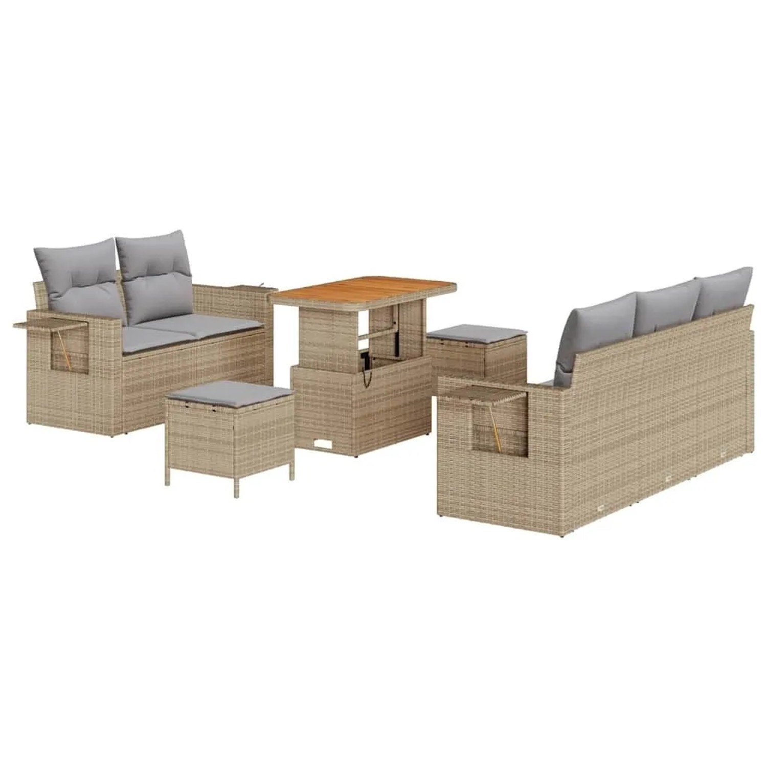 vidaXL Gartensofa-set mit Kissen 10-Tlg Beige und Hellgrau Poly-Rattan 3363 günstig online kaufen