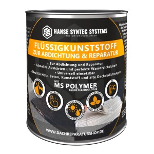 HSS Flüssigkunststoff 300g Grau im Metalleimer für Bauabdichtungen und Dachreparaturen.