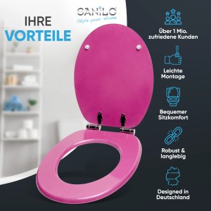 Sanilo WC-Sitz Glitzer Pink mit Absenkautomatik, Toilettendeckel aus Holz.