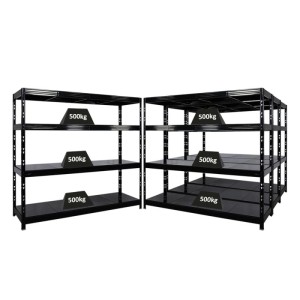 PROREGAL Schwerlastregal Rhino, 4er-Set, 180x200x60cm, 4 Stahlböden, 500kg Fachlast, Schwarz