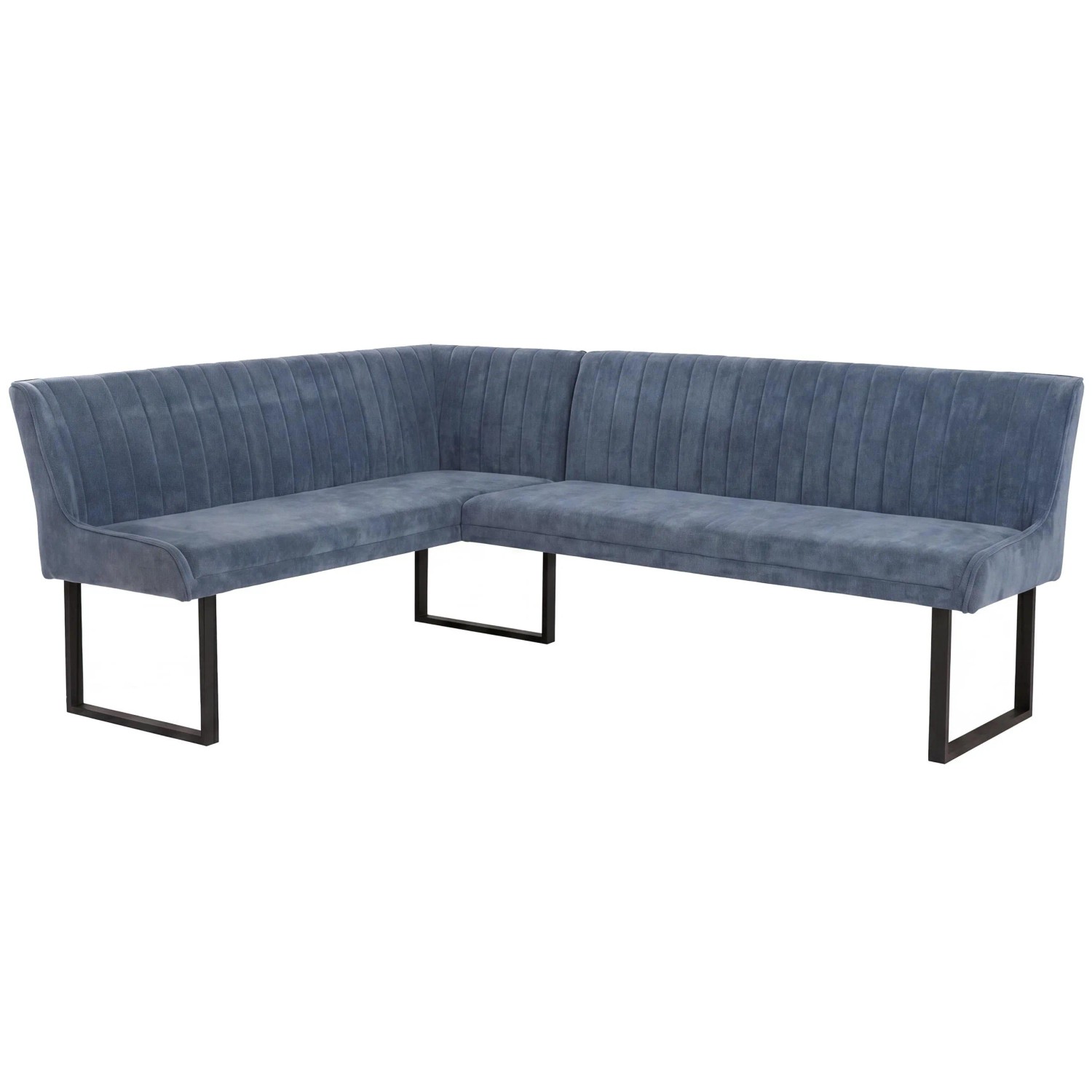 Mcw Eckbank O82 Öko-Tex Chenille Stoff/Textil Metall 159x210cm Blau