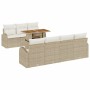 Beiges 8-tlg. vidaXL Garten-Sofa-Set aus Poly Rattan mit Tisch und Stauraum.