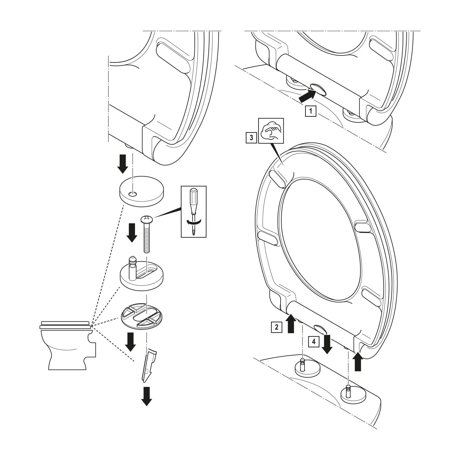Montageanleitung für baliv WC-Sitz Quilotoa mit Absenkautomatik, Duroplast, Weiß.
