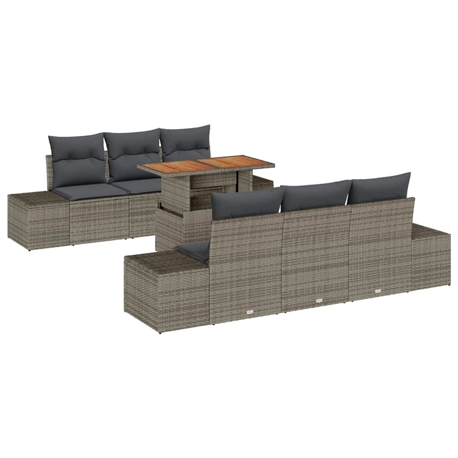 vidaXL Garten-Sofa-Set mit Speicher 7-Tlg Grau Poly Rattan 3358645 günstig online kaufen