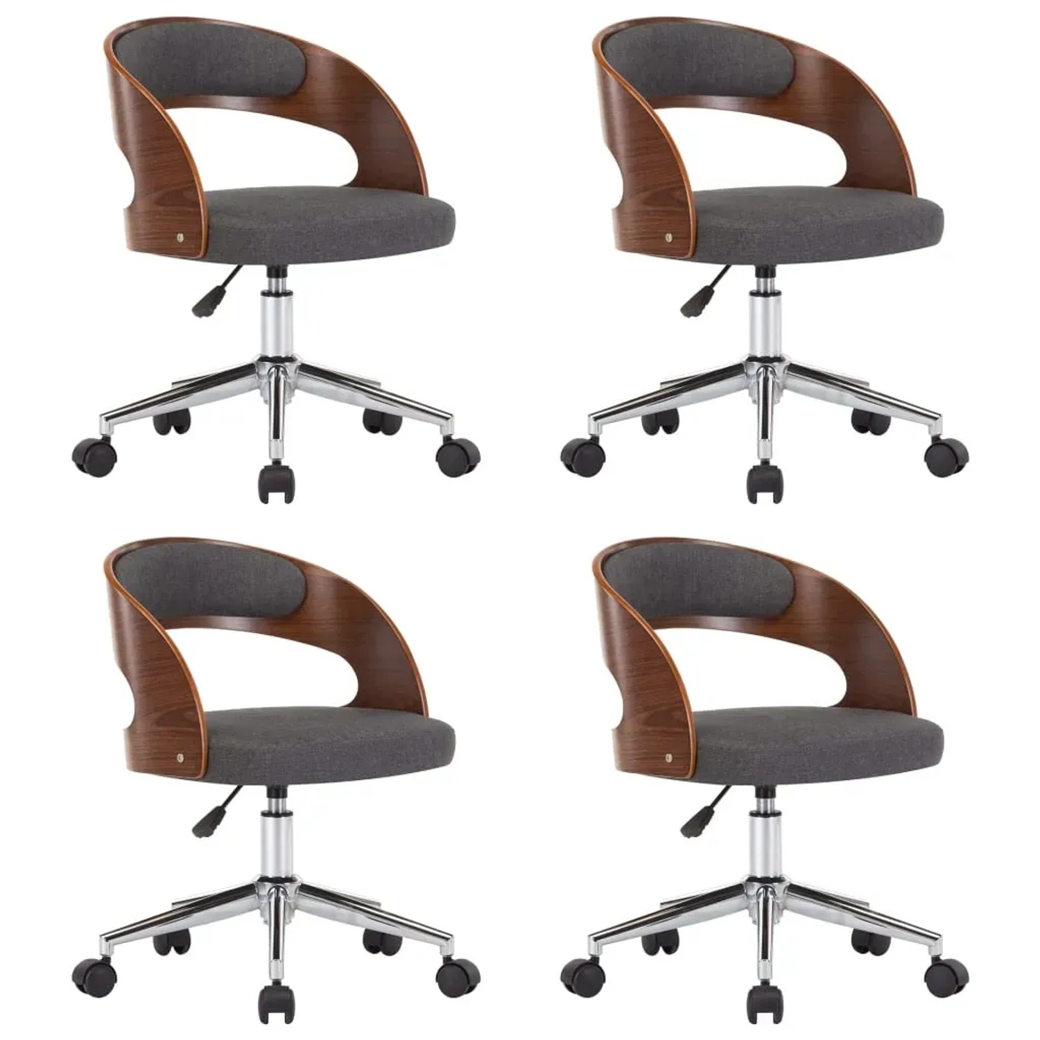 vidaXL Esszimmerstühle 4 Stk Drehbar Grau Bugholz und Stoff 3054921