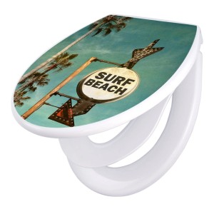Banjado Familien WC-Sitz mit Surf Beach Motiv. Klodeckel mit integriertem Kindersitz und Absenkautomatik.