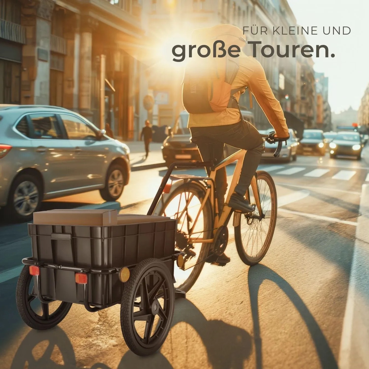 Tectake Fahrradanhänger Cargoxpress mit Kiste, Stahlrohrrahmen, schwarz. Ideal für Reparatur & Ersatzteile.