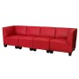 Rotes 4-Sitzer Sofa Moncalieri mit hohen Armlehnen, modulare Couch für Wohnzimmer.