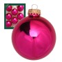 Glänzende rosa Glas-Weihnachtskugel (7cm) mit goldenem Aufhänger, daneben Set mit 8 Kugeln.