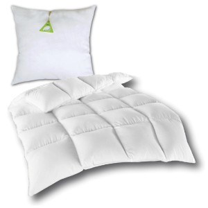 Bestlivings Kassettenbett Daunen&Federdecke 135x200 mit Kissen, weiße Decke mit Kassettensteppung.