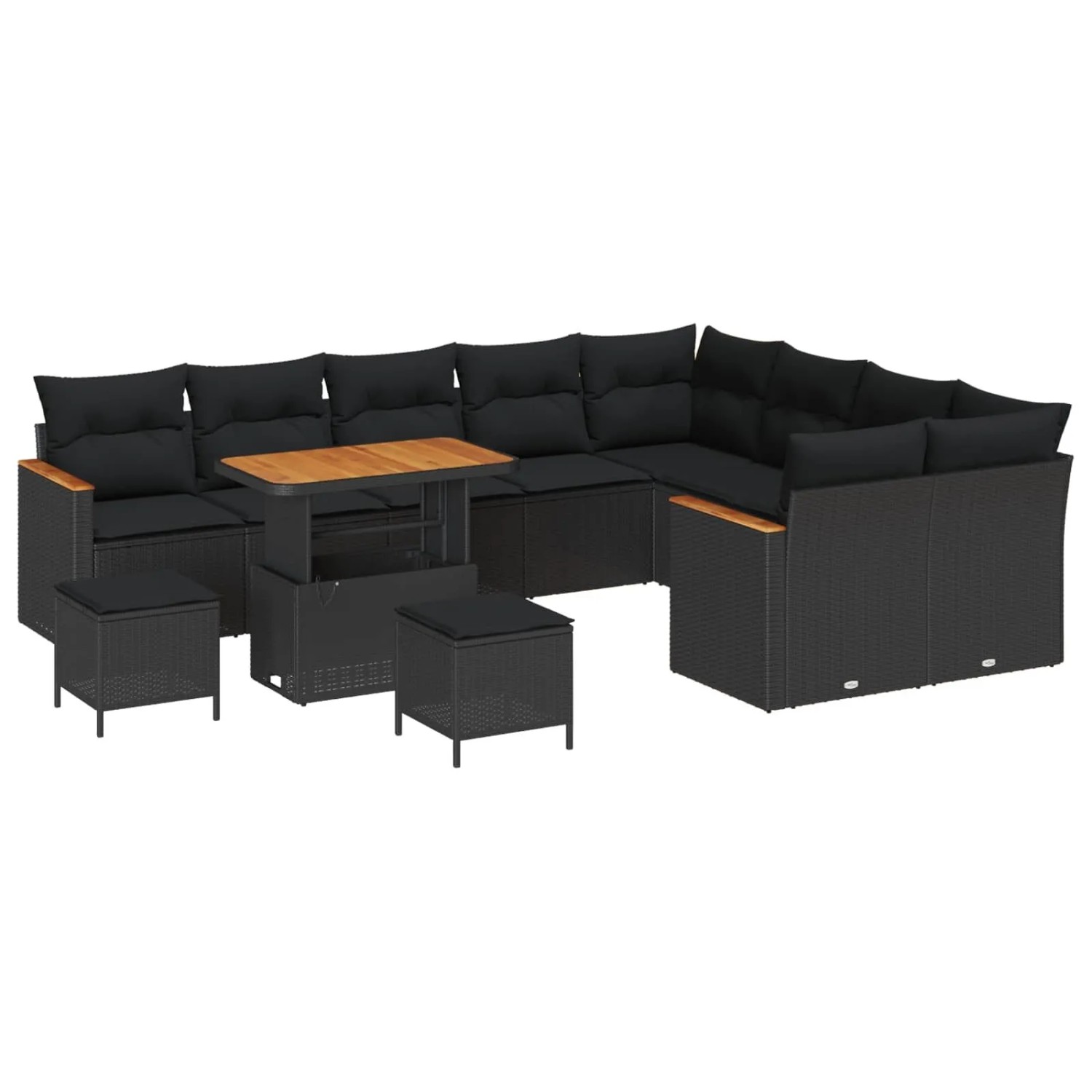 vidaXL Gartensofa-set mit Kissen 12-Tlg Schwarz Poly-Rattan 3365034 günstig online kaufen