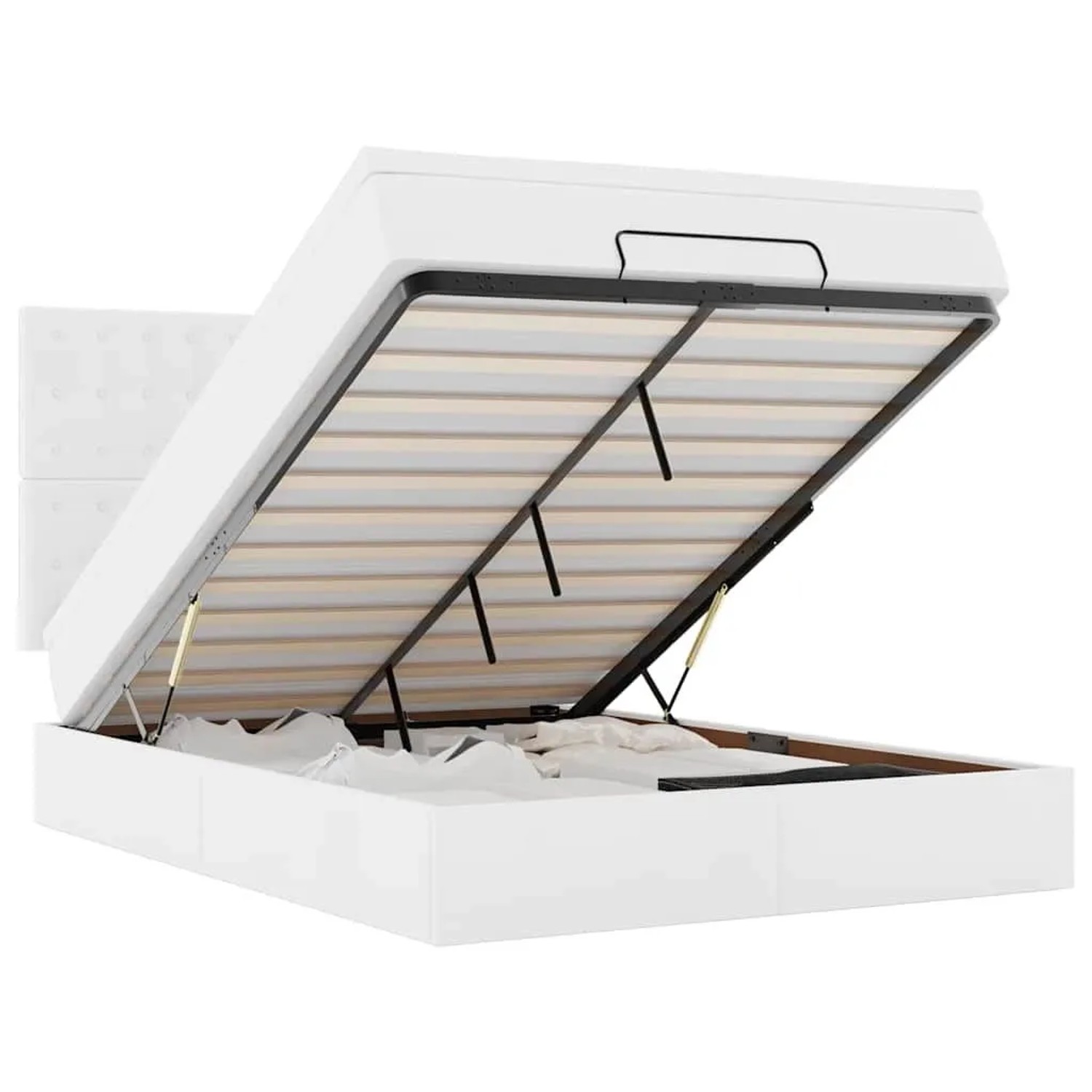 vidaXL Ottoman-Bett mit Matratze und LEDs Weiß 140x190 cm Kunstleder 3313851