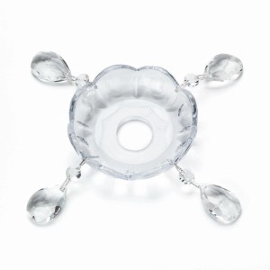 Klare Kristall-Bobeche für Kronleuchter, 10 cm Durchmesser, mit vier funkelnden Kristallanhängern. Ideal für Lampen & Leuchten.