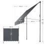 Graue Juskys Klemmmarkise Kapstadt 200x120 cm mit Maßangaben für Balkon & Terrasse.