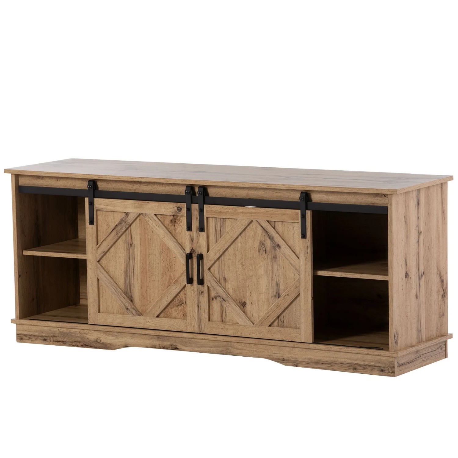 okwish TV Schrank mit Schiebetüren Stauraum Wohnzimmer Esszimmer 150x40x60cm Braun