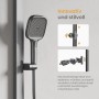 Anthrazitfarbenes Emke Duschsystem mit Thermostat, Regendusche und Handbrause. Komplettes Brauseset.