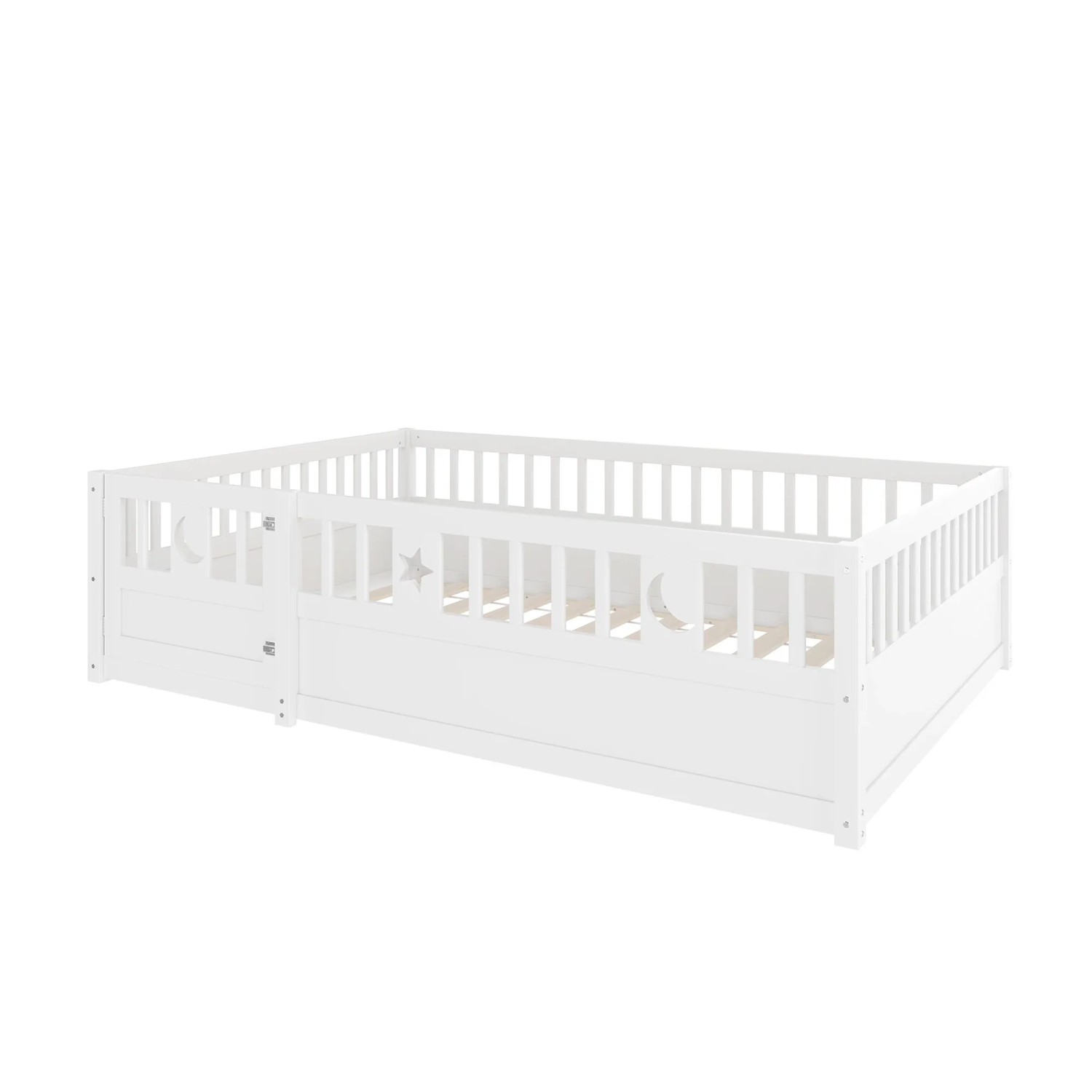 okwish Paneelbett 140x190cm mit Gitter Kinderzimmer Weiß ohne Matratze