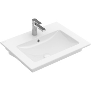 Villeroy & Boch Venticello Einbauwaschbecken, 60 cm, Alpinweiß mit Armatur. Waschbecken mit Hahnloch und Überlauf.