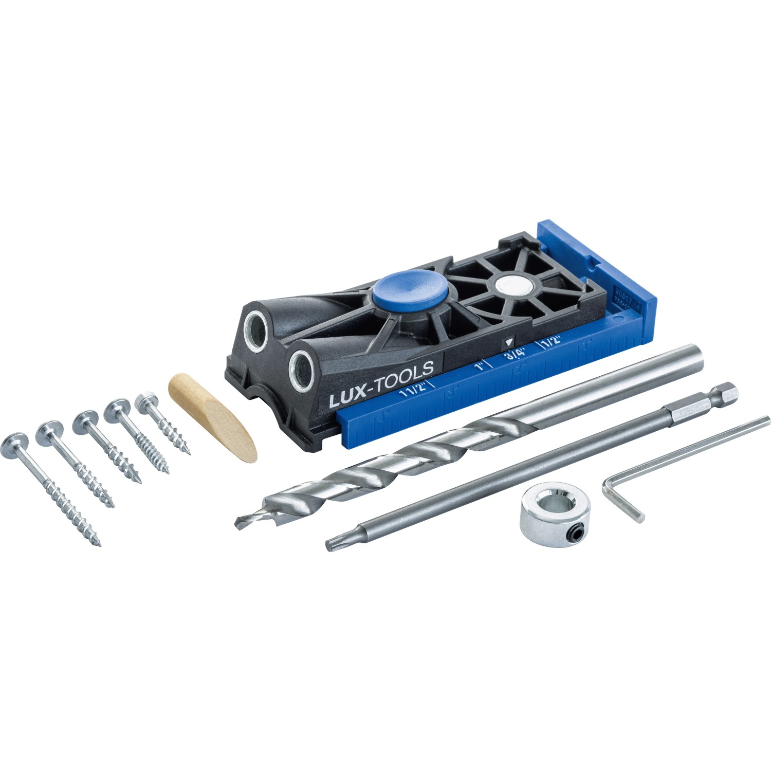 LUX-TOOLS 2-er Taschenloch-Bohrschablone Set 10 teilig