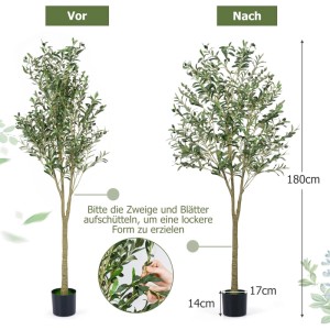 Costway 2er Set Künstliche Olivenbaum Kunstpflanze 180 cm Zimmerpflanze