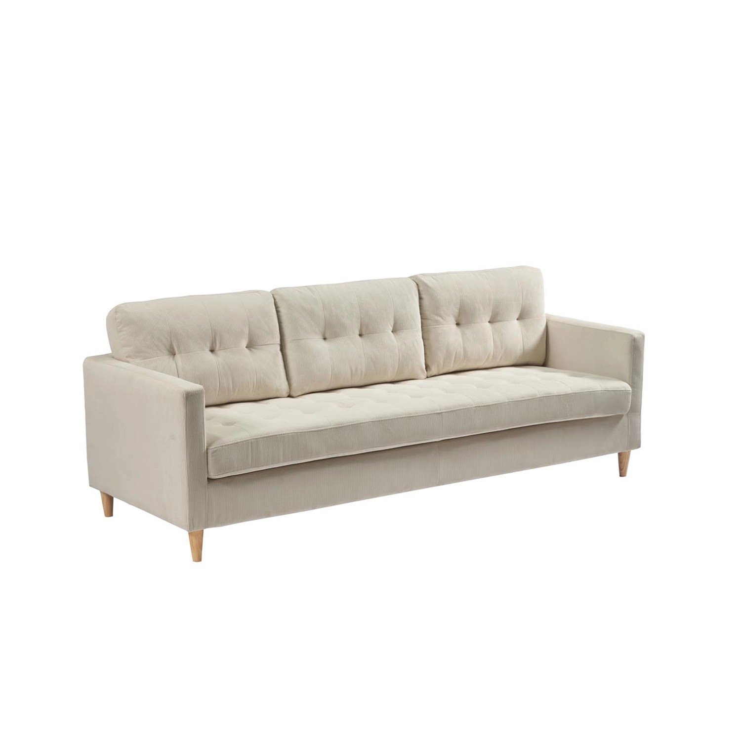Sandfarbenes 3-Sitzer Sofa Marino aus Samt. Elegantes Sofa für Wohnzimmer und mehr.