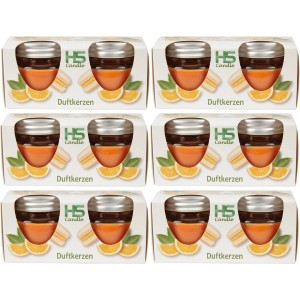 HS Candle Duftkerze Macaron, 12er Pack, Orange. Raumduft Kerzen im Set.