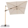 Doppler Ampelschirm Alu Wood, 300x220 cm, Natur, mit Kurbel. Sonnenschirm für Garten und Balkon.