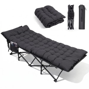 Sekey Campingbett Klappbar Feldbett mit Matratze Schwarz 190 x 71 x 35 cm