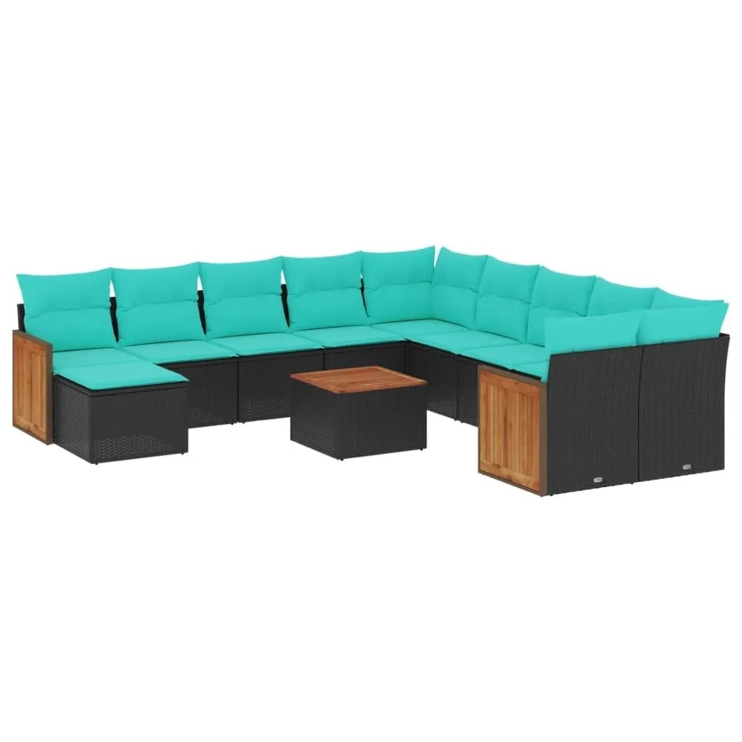 vidaXL 12-Tlg Gartensofa-Set mit Kissen Schwarz Polyrattan 3228255 günstig online kaufen