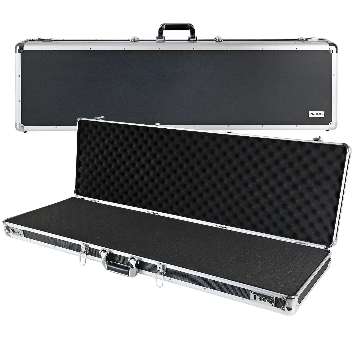 HMF 14405-02 Alu Transportkoffer Rasterschaumstoff 117 x 36 x 12 cm Schwarz