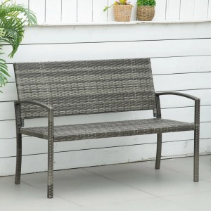 Outsunny Gartenbank in Rattanoptik mit Stahlrahmen