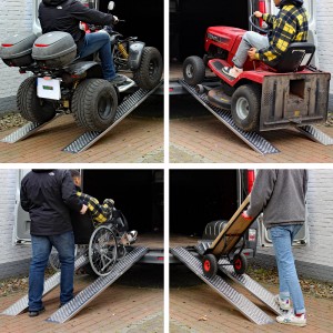 TRUTZHOLM Alu Auffahrrampen Set, 200cm, 400kg Tragkraft, für Quad, Rasenmäher, Rollstuhl, Sackkarre.