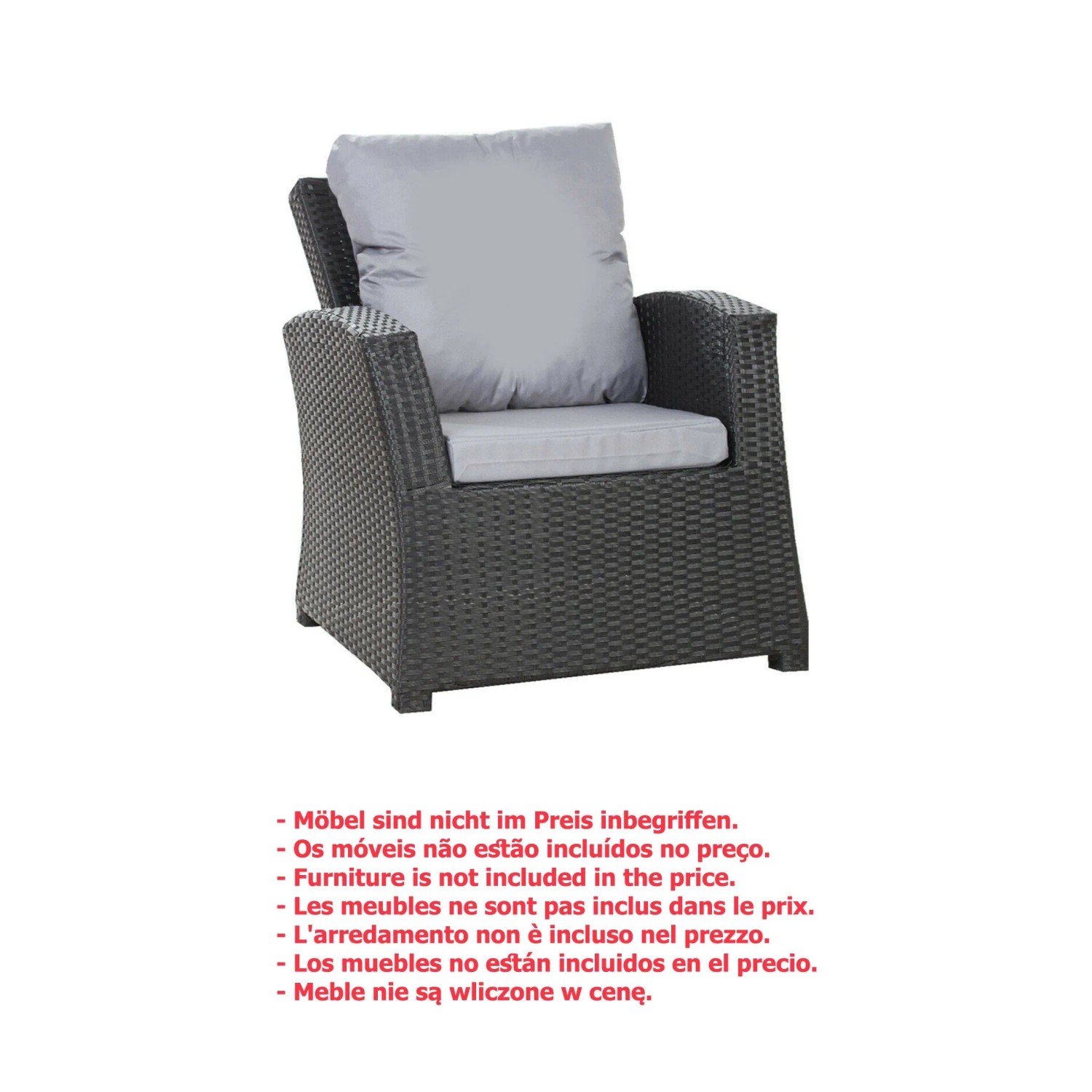 Setgarden Mix Sitzkissen Für Polyrattan Sessel 50x52x7 Sitz + 50x56 cm Rückenlehne 1tlg Grau_3