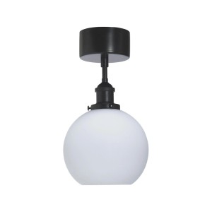 PR Home Omega Deckenleuchte mit Opalglas und schwarzem Metallgestell.