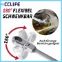 Silberner CCLIFE Gelenk-Ratschenschlüssel mit 180° schwenkbarem Kopf, ideal für enge Kfz-Reparaturen.