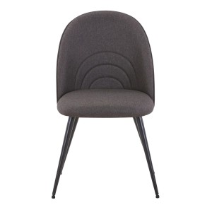 Svita Anita Esszimmerstuhl, 2er Set, dunkelgrauer Stoffbezug, schwarze Metallbeine.