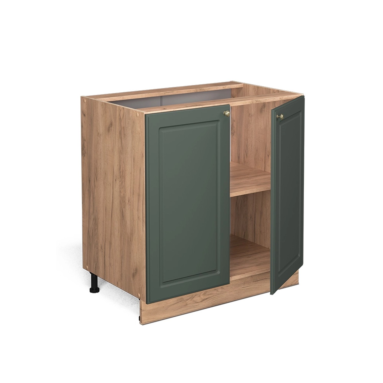 Thumbnail - Vicco Spülenunterschrank Fame-Line Grün-Gold Landhaus/Goldkraft Eiche 80 cm mit Regal AP Marmor