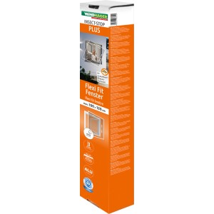 Verpackung Windhager Flexi Fit Fensterrahmen, anthrazit, 100x120cm, Aluminium Insektenschutz.