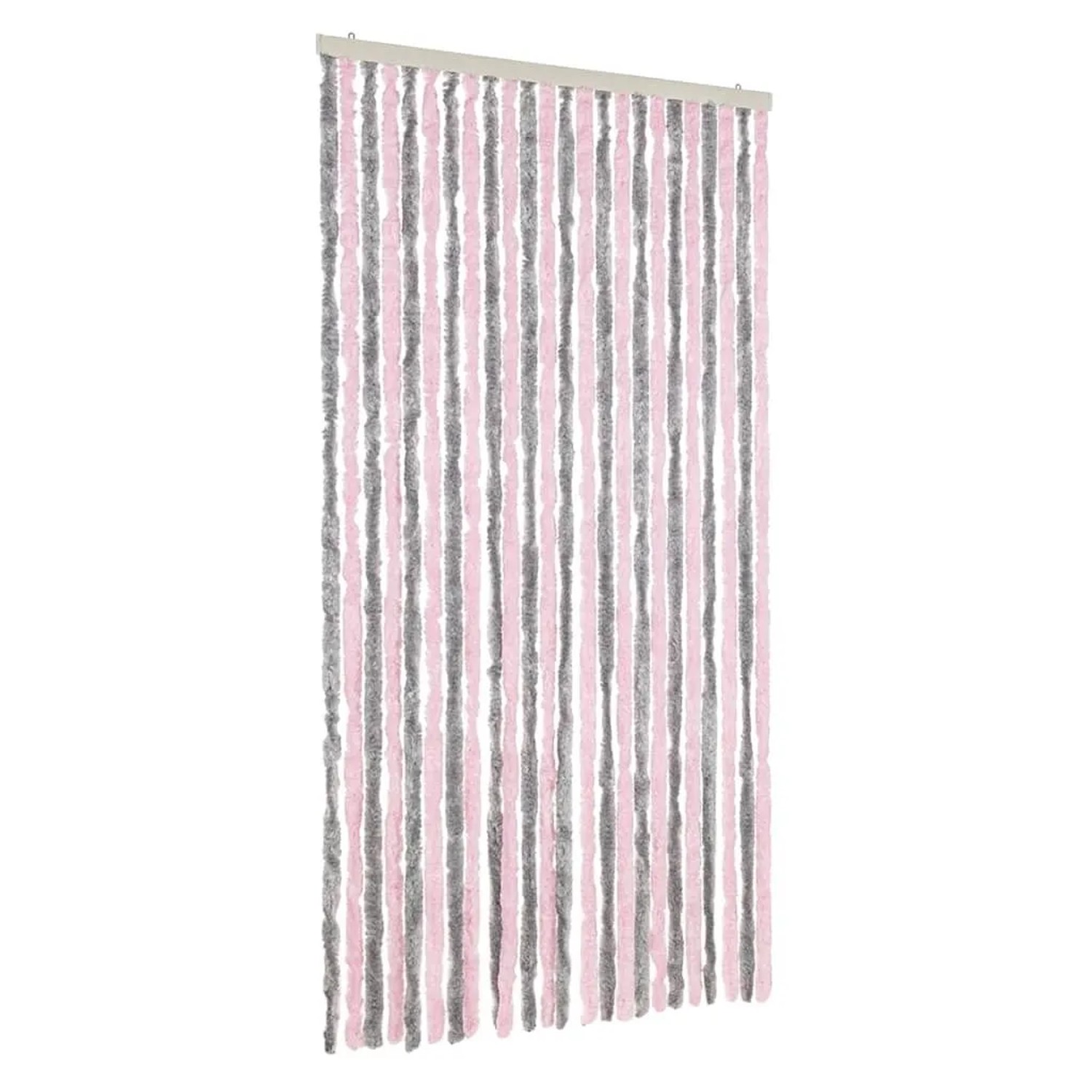 vidaXL Fliegenvorhang Silbergrau und Rosa 100x200 cm Chenille 377364